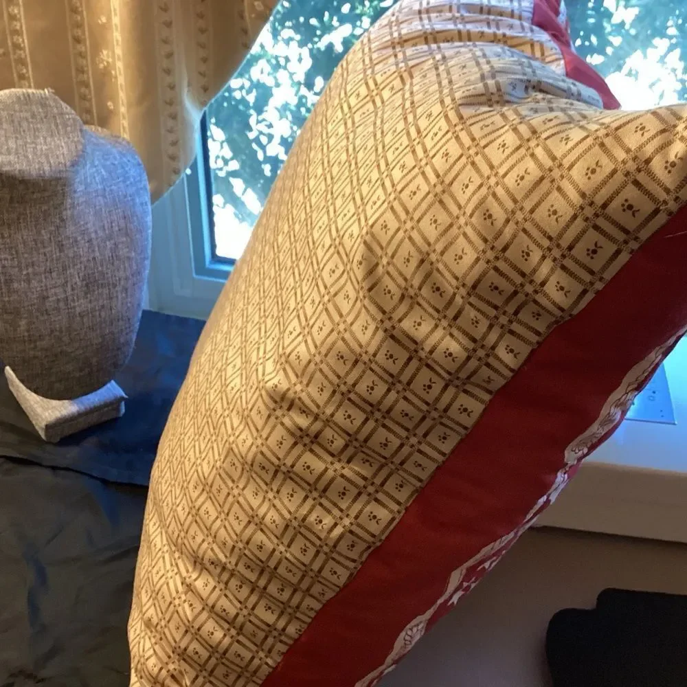 Hand Cafted New With Tag. Nautical Red and Cream Throw Pillow
